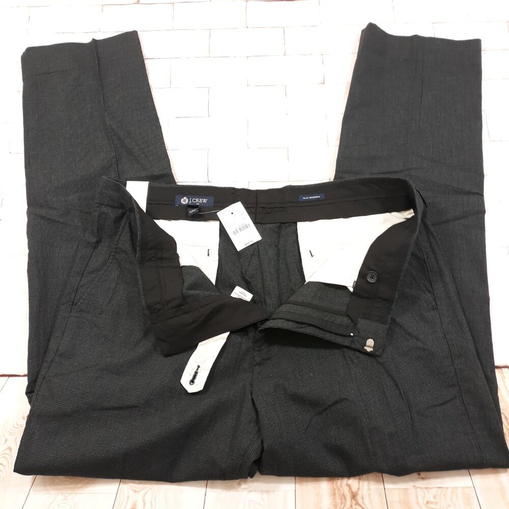 J.CREW Slim Bedford Dress Pants Mens 35 x 32 Black Cotton Tapered NEW